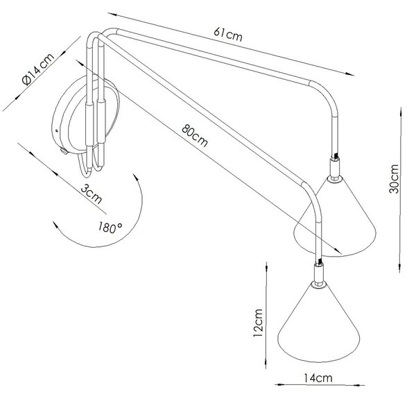 Sollux Lighting Nástěnné svítidlo NOX 2 okrově červené s vypínačem
