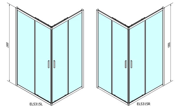 Obdélníkový sprchový kout EASY LINE 900x800mm L/R varianta