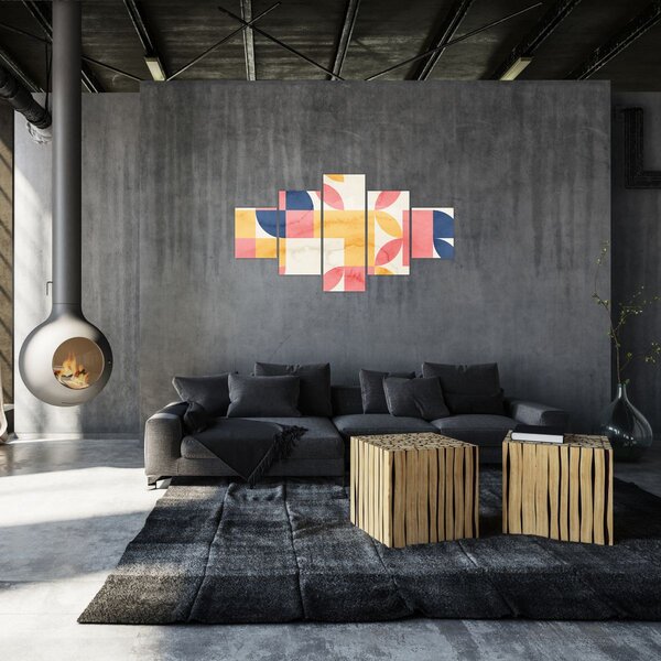 Obraz - Abstrakce s retro vzory (125x70 cm)