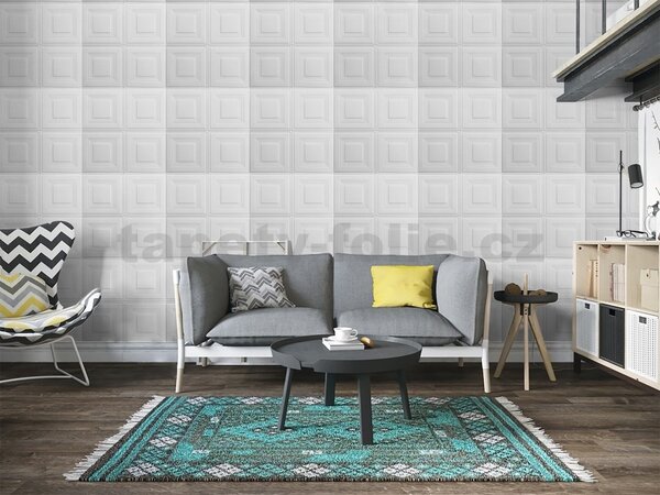 Samolepící pěnové 3D panely RS09-1, cena za kus, rozměr 70 x 69 cm, obklad kastlíkový krémový, IMPOL TRADE
