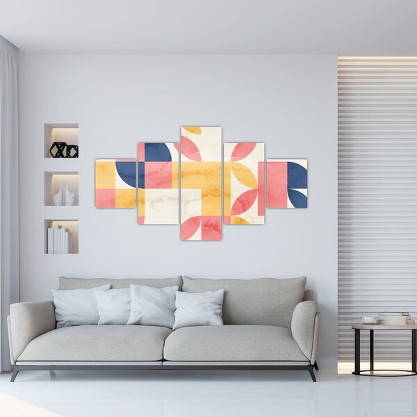 Obraz - Abstrakce s retro vzory (125x70 cm)