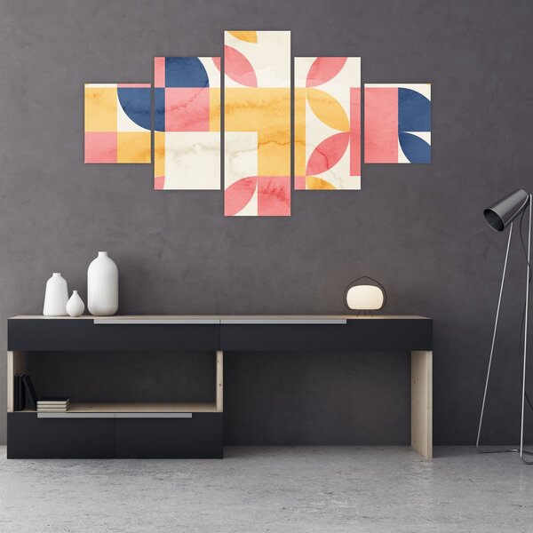 Obraz - Abstrakce s retro vzory (125x70 cm)
