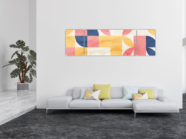 Obraz - Abstrakce s retro vzory (170x50 cm)