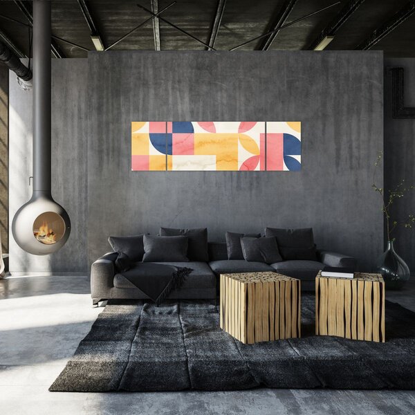 Obraz - Abstrakce s retro vzory (170x50 cm)
