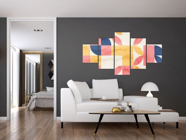 Obraz - Abstrakce s retro vzory (125x70 cm)