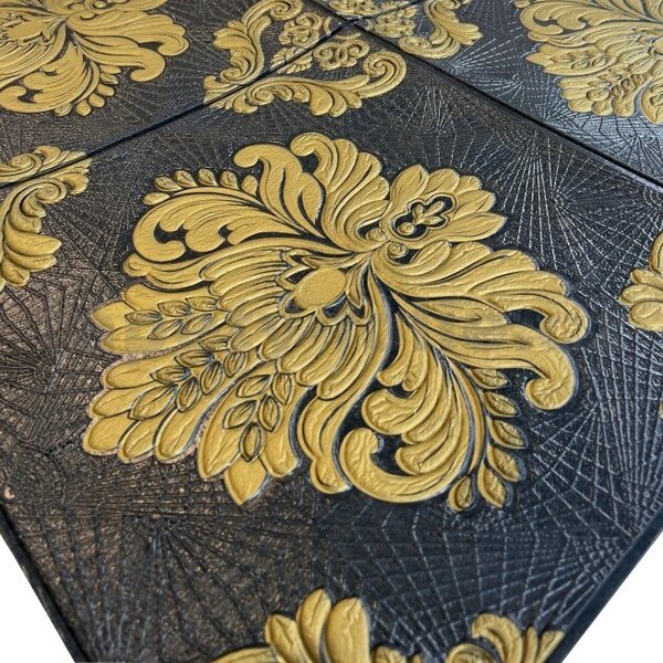 Samolepící pěnové 3D panely RS065-D12, cena za kus, rozměr 68 x 67,5 cm, ornamenty zlaté na černém podkladu, IMPOL TRADE