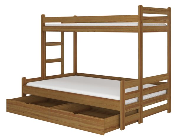 Dětská patrová postel BENITO + matrace, 90x200, dub