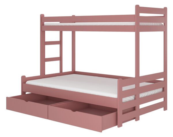 Dětská patrová postel BENITO + matrace, 80x200, růžová