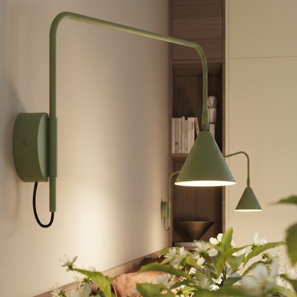 Sollux Lighting Nástěnné svítidlo NOX 1 olivově zelené s vypínačem