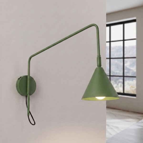 Sollux Lighting Nástěnné svítidlo NOX 1 olivově zelené s vypínačem