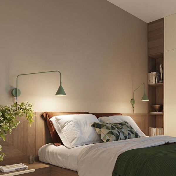 Sollux Lighting Nástěnné svítidlo NOX 1 olivově zelené s vypínačem