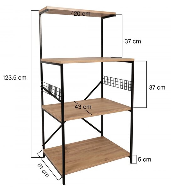 Hanah Home Kuchyňský regál ANEMON 60 cm borovice
