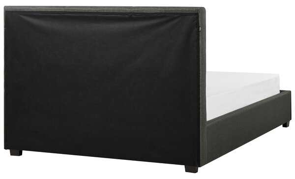 Postel s úložnými zásuvkami Tkanina LA ROCHELLE 140 x 200 cm Tmavě šedá