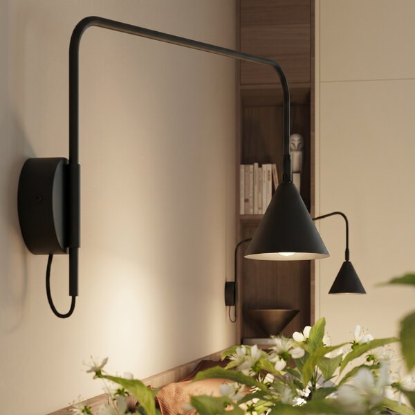 Sollux Lighting Nástěnné svítidlo NOX 1 černé s vypínačem