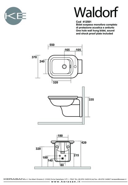 Závěsný bidet WALDORF 37x55cm, bílý