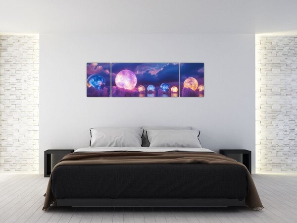 Obraz - Planety na vodě (170x50 cm)
