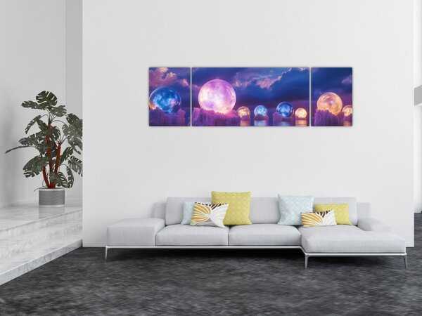 Obraz - Planety na vodě (170x50 cm)
