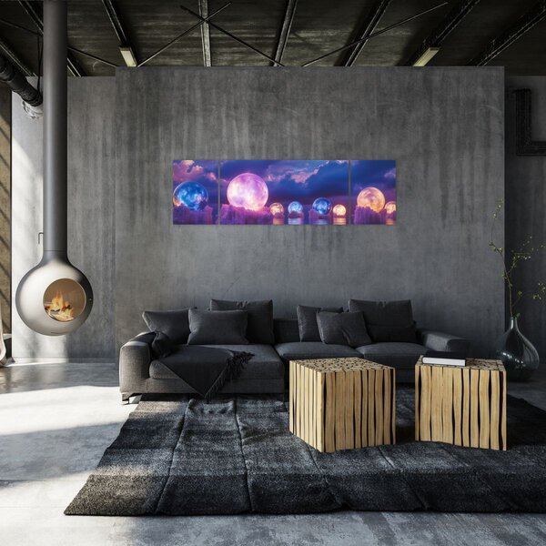 Obraz - Planety na vodě (170x50 cm)