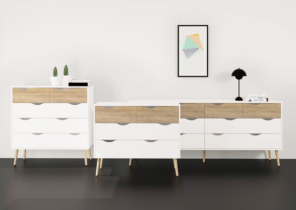 Retro komoda Oslo 75395 bílá/struktura dubu - Tvilum