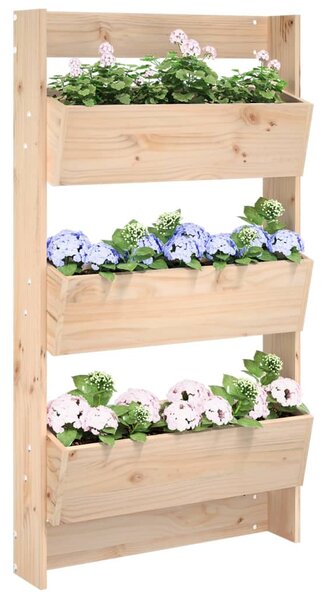 Nástěnný truhlík 3patrový 60 x 18,5 x 110 cm masivní borovice