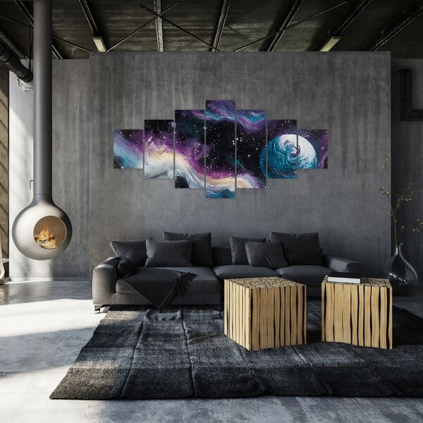 Obraz - Malovaný vesmír (210x100 cm)