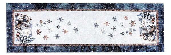 Luxusní vánoční gobelínový běhoun na stůl s lurexem – Magický Santa a sněhové vločky Barva Vícebarevná Rozměry 45x90 cm