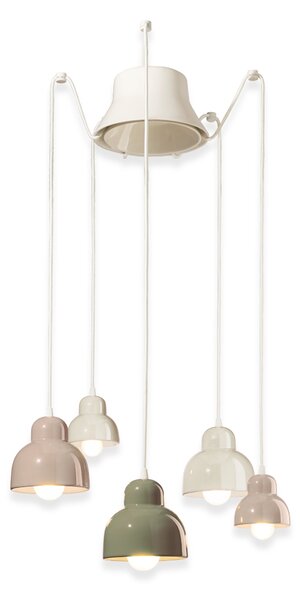 Ferroluce Závěsné vintage svítidlo BERIMBAU MIX, ∅ 22 cm, 2xE14 a 3xE27 Barva: Mix2