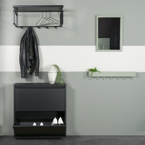 Černý kovový výklopný botník 75x77,5x22,5 cm Billy – Spinder Design