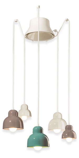 Ferroluce Závěsné vintage svítidlo BERIMBAU MIX, ∅ 22 cm, 2xE14 a 3xE27 Barva: Mix2