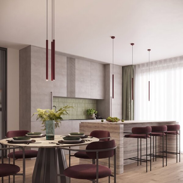 Sollux Lighting Závěsné svítidlo ARCHE 1 bordó