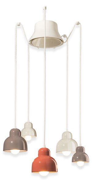 Ferroluce Závěsné vintage svítidlo BERIMBAU MIX, ∅ 22 cm, 2xE14 a 3xE27 Barva: Mix2