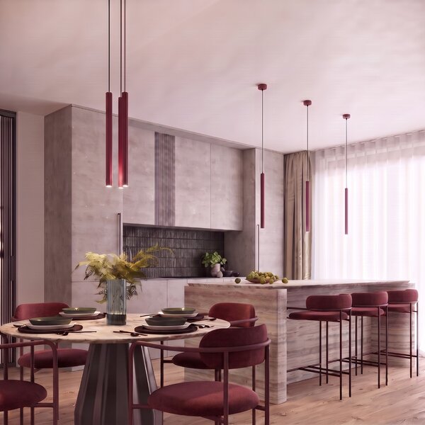 Sollux Lighting Závěsné svítidlo ARCHE 2P bordó