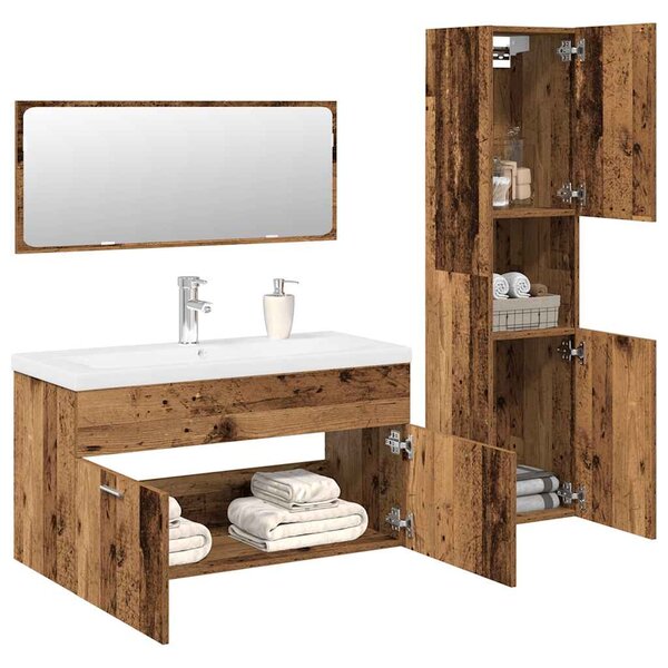 4dílná koupelnová sestava old wood kompozitní dřevo 3328915