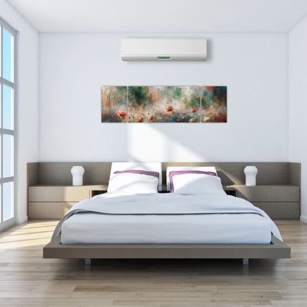Obraz - Abstrakce pole s vlčími máky (170x50 cm)
