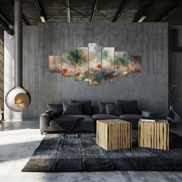 Obraz - Abstrakce pole s vlčími máky (210x100 cm)