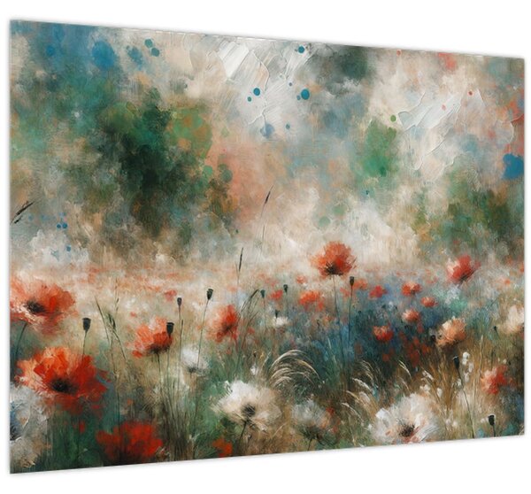 Obraz - Abstrakce pole s vlčími máky (70x50 cm)