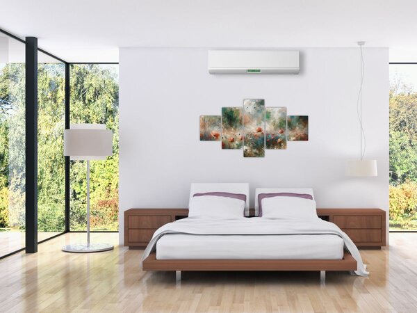 Obraz - Abstrakce pole s vlčími máky (125x70 cm)