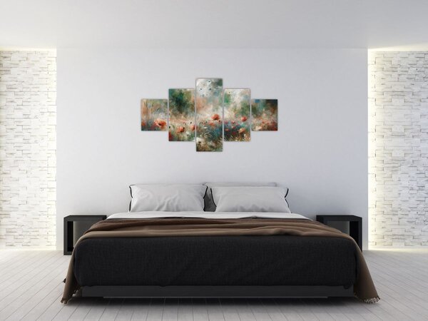 Obraz - Abstrakce pole s vlčími máky (125x70 cm)