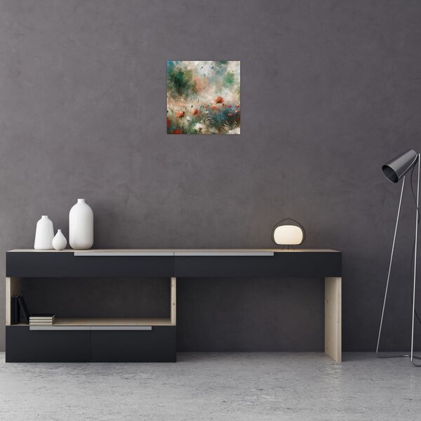 Obraz - Abstrakce pole s vlčími máky (30x30 cm)