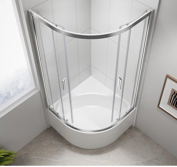 Čtvrtkruhový sprchový kout SELMA 900x900x1650 mm, čiré sklo