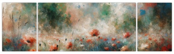 Obraz - Abstrakce pole s vlčími máky (170x50 cm)