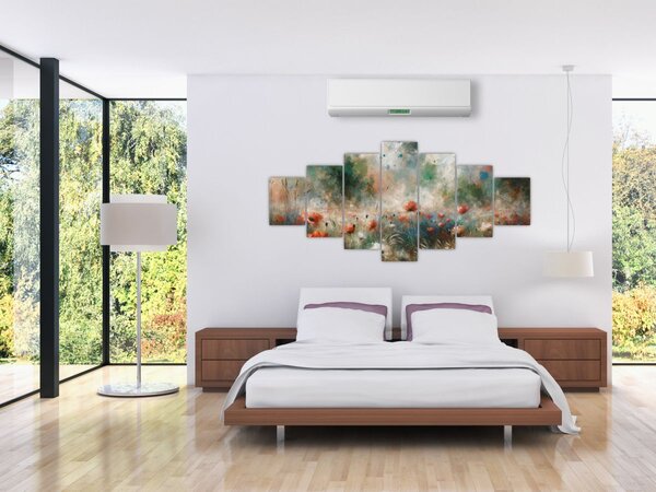 Obraz - Abstrakce pole s vlčími máky (210x100 cm)