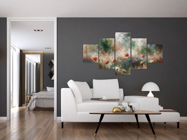 Obraz - Abstrakce pole s vlčími máky (125x70 cm)