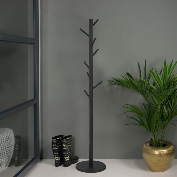 Černý věšák z kaučukového dřeva ø 36x170 cm Bro – Spinder Design