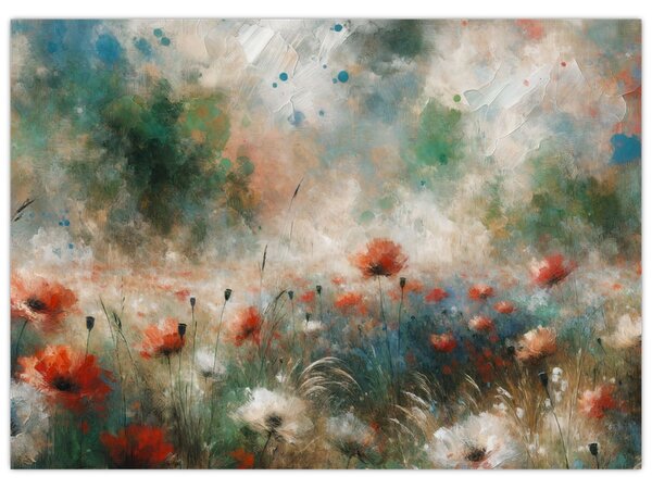 Obraz - Abstrakce pole s vlčími máky (70x50 cm)