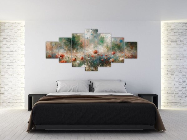Obraz - Abstrakce pole s vlčími máky (210x100 cm)