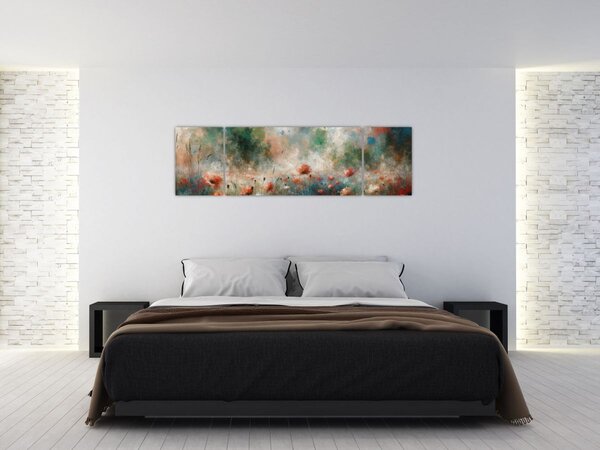 Obraz - Abstrakce pole s vlčími máky (170x50 cm)