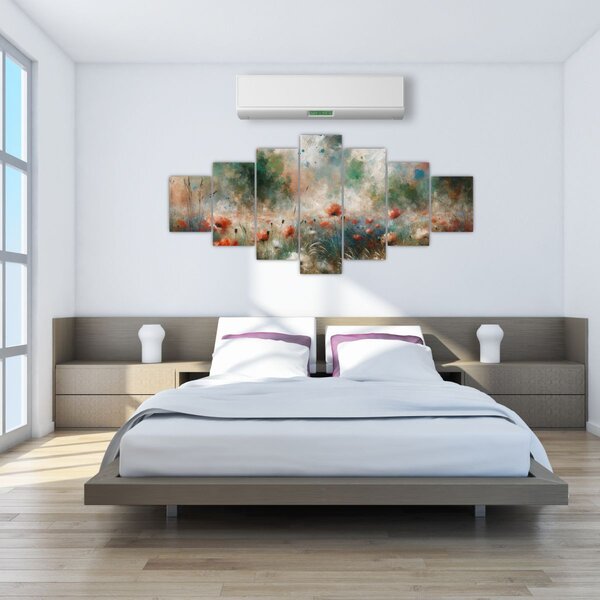 Obraz - Abstrakce pole s vlčími máky (210x100 cm)