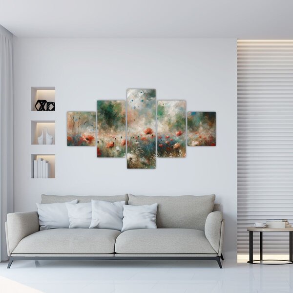 Obraz - Abstrakce pole s vlčími máky (125x70 cm)