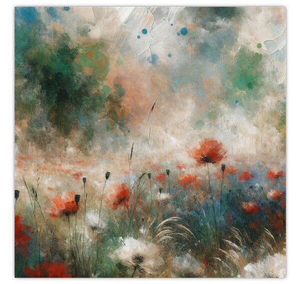 Obraz - Abstrakce pole s vlčími máky (30x30 cm)